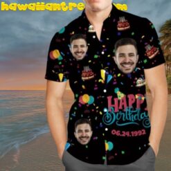 Custom Face and Date Happy Birthday Aloha Hawaiian Shirt