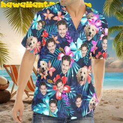 Custom Face Floral Beach Aloha Hawaiian Shirt With Your Pet