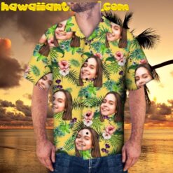 Custom Face Photo Hawaiian Shirt Yellow Summer Beach