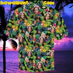 Custom Face Pineapple Leaf Short Sleeve Hawaiian Shirt