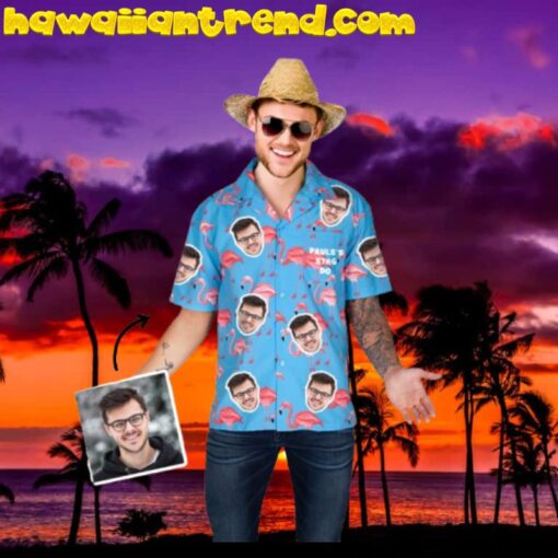 Custom Hawaiian Shirt With Face And Flamingo Trending Aloha Shirt