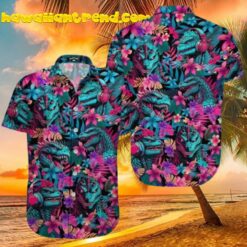 Godzilla and Music Button Hawaiian Shirt