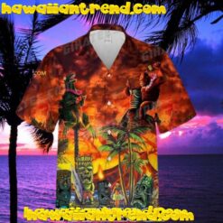 King Kong And Godzilla Tiki Hawaiian Shirt And Shorts