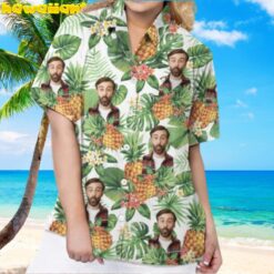 Personalized Hawaiian Shirt With Face And Pineapple Tropical Leaf