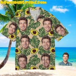 Personalized Photo Avocado Leaves Aloha Summer Hawaiian Shirt