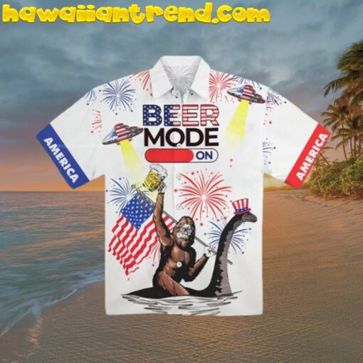 4th Of July Bigfoot Drink Beer Hawaiian Shirt