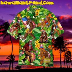 4Th Of July Bigfoot Drink Beer To Happy Independence Day Tropical Aloha Hawaiian Shirts