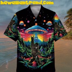 Alien Bigfoot Say Hi Hawaiian Shirt