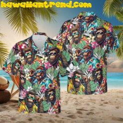 Bigfoot Cool Style Tropical Floral Hawaiian Shirt