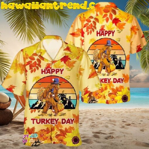 Bigfoot Fall Season Happy Turkey Day Hawaiian Shirt
