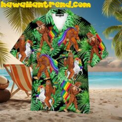 Bigfoot Gay Proud Of Lgbt Rainbow Flag Aloha Hawaiian Shirts
