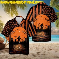 Bigfoot Horror Halloween Hawaiian Shirt