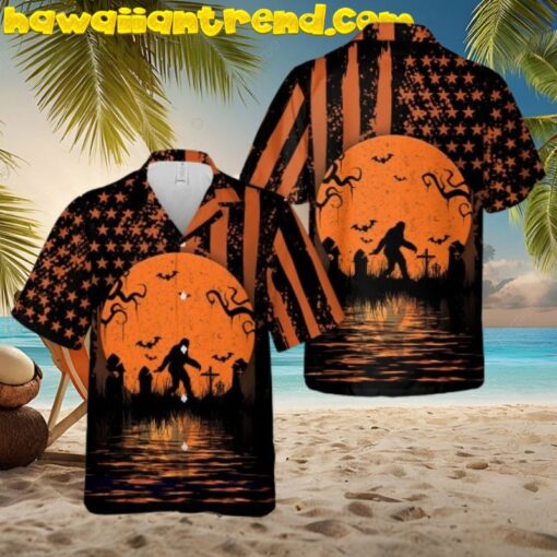 Bigfoot Horror Halloween Hawaiian Shirt