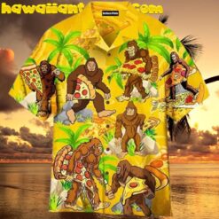 Bigfoot Love Pizza Funny Hawaiian Shirt