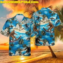 Bigfoot Surfing Summer Beach Aloha Hawaiian Shirt