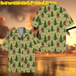 Bigfoot Walking In The Forest Seamless Hawaiian Shirt