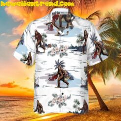 Bigfoot White Tropical Floral Bus Trip Hawaiian Shirt