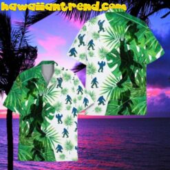 Blue And White Bigfoot Tropical Hawaiian Shirt