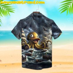 Blue Octopus The Duck Pirate Battle Scene Hawaiian Shirt