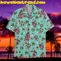 Christmas Bigfoot Skiing Hawaiian Shirt