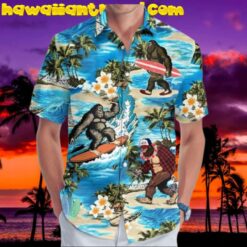 Cool Bigfoot Surfing Wave On The Beach Hawaiian Shirt