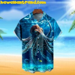 Deep Sea Giant Octopus Blue Ocean Hawaiian Shirt
