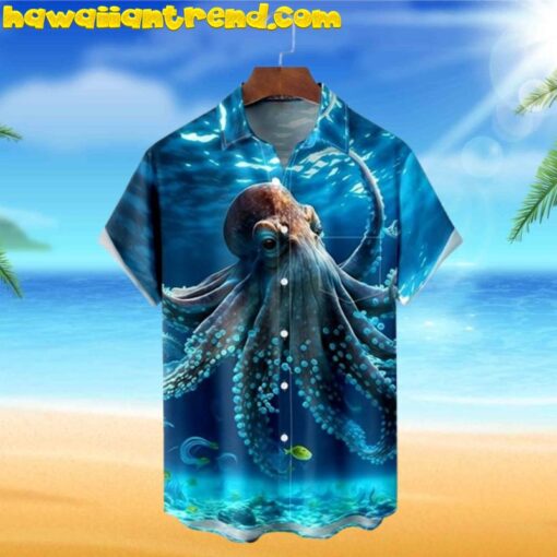 Deep Sea Giant Octopus Blue Ocean Hawaiian Shirt