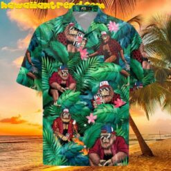 Funny Bigfoot Beer And Camping Tropical Forest Summer Hawaiian Shirt