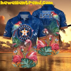 Houston Astros MLB Flamingo And Parrot Hawaiian Shirt