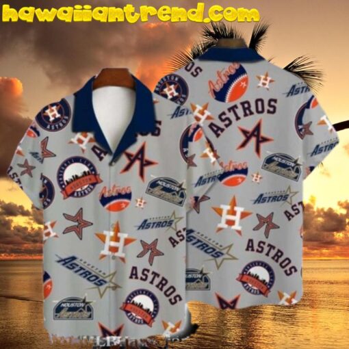 Houston Astros Modern Team Logo Scatter Hawaiian Shirt