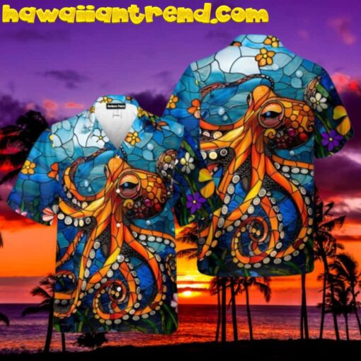 Iconic Giant Floral Octopus Hawaiian Shirt