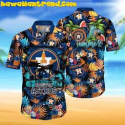 MLB Houston Astros Tropical Floral and Fruit Hawaiian Shirt