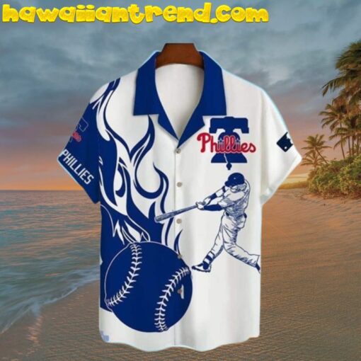 MLB Philadelphia Phillies Blue And White Hawaiian Shirt