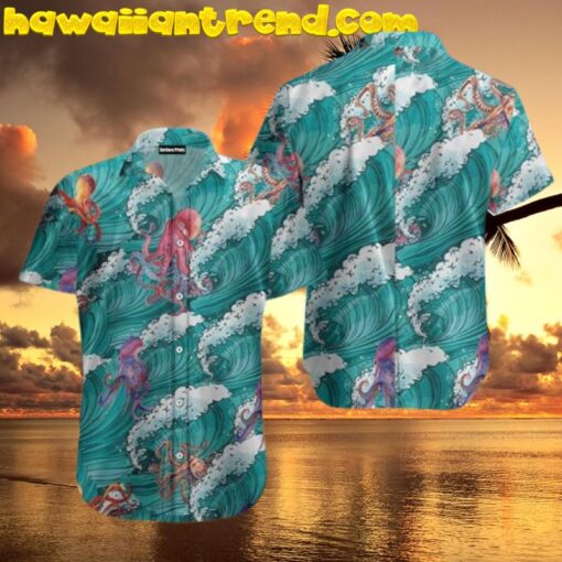 Octopus Sea Waves Surfing Hawaiian Shirt