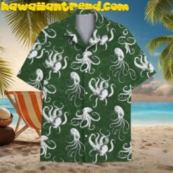 Octopus Seamless Green Forest Hawaiian Shirt
