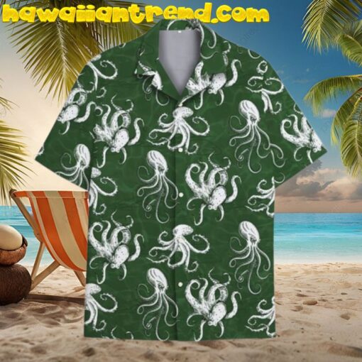 Octopus Seamless Green Forest Hawaiian Shirt