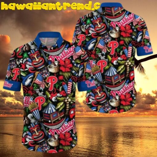 Philadelphia Phillies Carnival Tiki Face Hawaiian Shirt