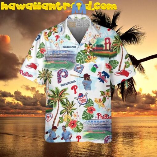 Philadelphia Phillies Floral Tropical Pattern Hawaiian Shirt