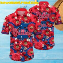 Philadelphia Phillies MLB Red Floral Shining Hawaiian Shirt