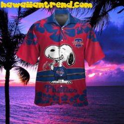 Philadelphia Phillies Snoopy Island Retreat Smiling Hawaiian Shirt