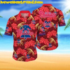 Philadelphia Phillies Sunset Red Leaf Hawaiian Shirt