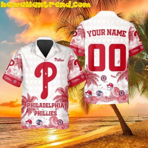 Philadelphia Phillies Tropical Logo Custom Name And Number Hawaiian Shirt