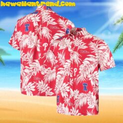 Phillies Hawaiian Shirt Red Aloha Button Down Hawaiian Shirt