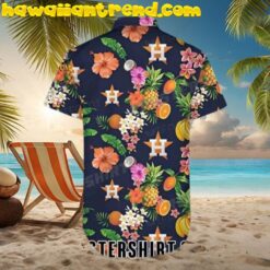 Tropical Fruit Flower Leaf Houston Astros Hawaiian Shirt