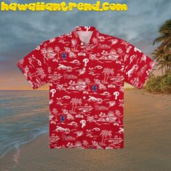 Unisex Phillies Palm Trees Red Version Hawaiian Shirt