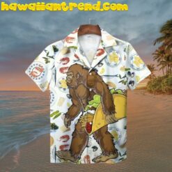White Bigfoot Taco Seafood Short Sleeve Hawaiian Shirt
