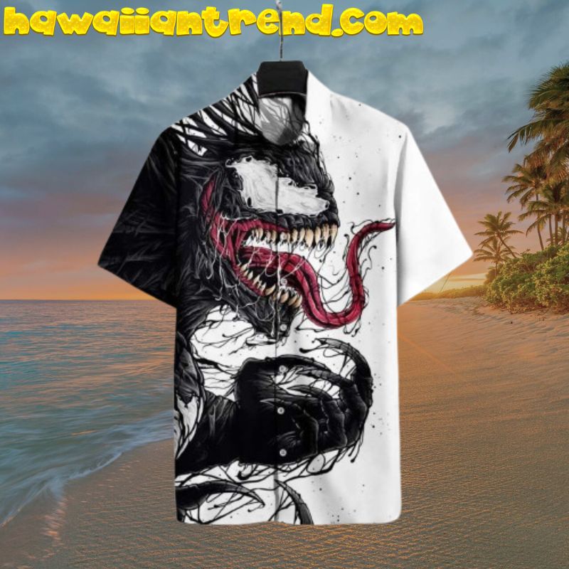 Comics Venom Black And White Hawaiian Shirt