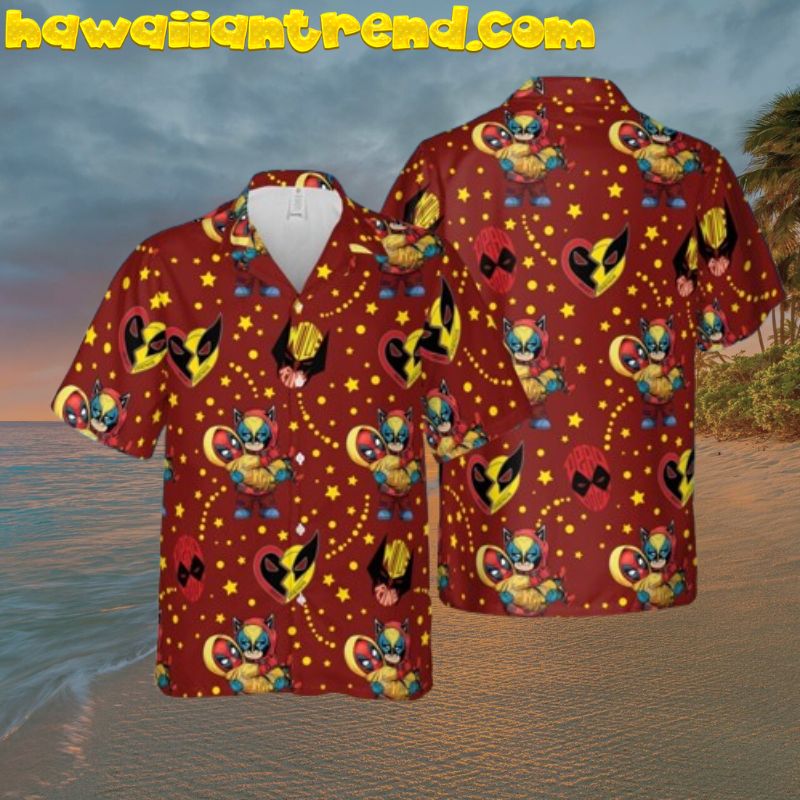 Deadpool And Wolverine Cute Time Love Hawaiian Shirt