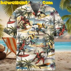 Deadpool And Wolverine Surfing Wave Funny Hawaiian Shirt