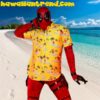 Deadpool Face Seamless Floral Red Hawaiiian Shirt